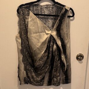 Bottega Veneta Black and Gold Lace Top